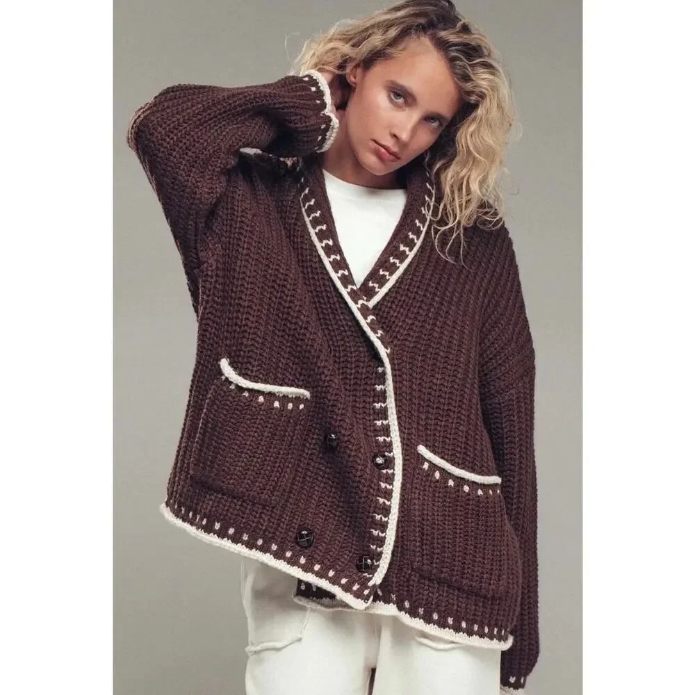 Urban Daizy Brown Chunky Knit Oversized Cardigan Women’s Sz. S/M